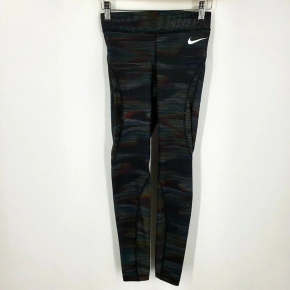 Nike Pro HyperCool Rainbow Stripe Wind Wrap Cropped Athletic Leggings Size XS - Picture 2 of 11